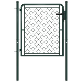 Puerta de jardín de acero verde 100x100 cm de vidaXL, Puertas de jardín - Ref: Foro24-144403, Precio: 91,42 €, Descuento: %