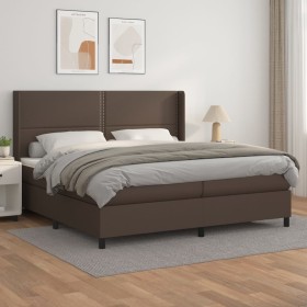 Cama box spring con colchón cuero sintético marrón 200x200 cm de , Camas y somieres - Ref: Foro24-3132462, Precio: 690,99 €, ...