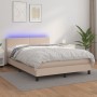 Cama box spring colchón LED cuero sintético capuchino 140x190cm de , Camas y somieres - Ref: Foro24-3134104, Precio: 478,41 €...