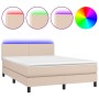 Cama box spring colchón LED cuero sintético capuchino 140x190cm de , Camas y somieres - Ref: Foro24-3134104, Precio: 478,41 €...