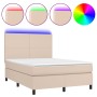 Cama box spring colchón LED cuero sintético capuchino 140x190cm de , Camas y somieres - Ref: Foro24-3135824, Precio: 554,36 €...