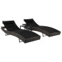 Sun loungers with table 2 units brown textilene synthetic rattan by vidaXL, Loungers - Ref: Foro24-44892, Price: 270,99 €, Di...