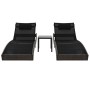 Sun loungers with table 2 units brown textilene synthetic rattan by vidaXL, Loungers - Ref: Foro24-44892, Price: 270,99 €, Di...