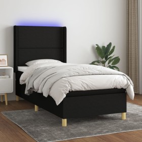 Box spring bed mattress and LED lights black fabric 80x200 cm by , Beds and slatted bases - Ref: Foro24-3138751, Price: 301,9...