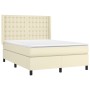 Box spring bed with mattress and LED cream synthetic leather 140x190 cm by , Beds and slatted bases - Ref: Foro24-3139381, Pr...