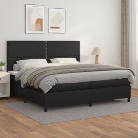 Box spring bed with black synthetic leather mattress 200x200 cm by , Beds and slatted bases - Ref: Foro24-3142803, Price: 671...