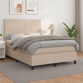 Box spring bed with cappuccino synthetic leather mattress 140x190cm by , Beds and slatted bases - Ref: Foro24-3142724, Price:...