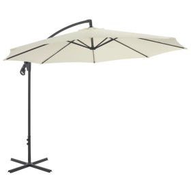 Cantilever parasol with steel pole 300 cm sand by vidaXL, Umbrellas - Ref: Foro24-44874, Price: 133,99 €, Discount: %