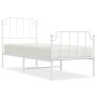 Metal bed frame with headboard and footboard white 75x190 cm by , Beds and slatted bases - Ref: Foro24-373944, Price: 68,37 €...