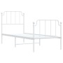 Metal bed frame with headboard and footboard white 75x190 cm by , Beds and slatted bases - Ref: Foro24-373944, Price: 68,37 €...