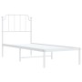 Metal bed frame with white headboard 80x200 cm by , Beds and slatted bases - Ref: Foro24-373927, Price: 65,91 €, Discount: %