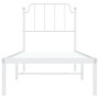 Metal bed frame with white headboard 80x200 cm by , Beds and slatted bases - Ref: Foro24-373927, Price: 65,91 €, Discount: %