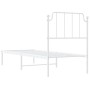 Metal bed frame with white headboard 80x200 cm by , Beds and slatted bases - Ref: Foro24-373927, Price: 65,91 €, Discount: %