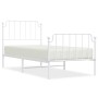 Metal bed frame with headboard and footboard white 90x190 cm by , Beds and slatted bases - Ref: Foro24-373946, Price: 74,99 €...