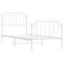 Metal bed frame with headboard and footboard white 90x190 cm by , Beds and slatted bases - Ref: Foro24-373946, Price: 74,99 €...