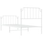 Metal bed frame with headboard and footboard white 90x190 cm by , Beds and slatted bases - Ref: Foro24-373946, Price: 74,99 €...