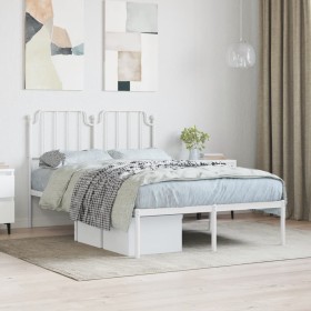 Metal bed frame with white headboard 120x190 cm by , Beds and slatted bases - Ref: Foro24-373933, Price: 88,99 €, Discount: %