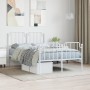 Estructura cama metal con cabecero y estribo blanco 120x200 cm de , Camas y somieres - Ref: Foro24-373952, Precio: 98,37 €, D...