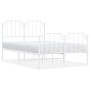 Estructura cama metal con cabecero y estribo blanco 120x200 cm de , Camas y somieres - Ref: Foro24-373952, Precio: 98,37 €, D...