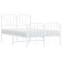 Estructura cama metal con cabecero y estribo blanco 120x200 cm de , Camas y somieres - Ref: Foro24-373952, Precio: 98,37 €, D...