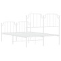 Estructura cama metal con cabecero y estribo blanco 120x200 cm de , Camas y somieres - Ref: Foro24-373952, Precio: 98,37 €, D...