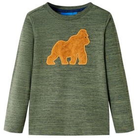 Children's long-sleeved khaki melange t-shirt 92 by , Kids T-shirts - Ref: Foro24-13189, Price: 9,99 €, Discount: %