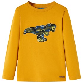 Camiseta infantil de manga larga color ocre 128 de , Camisetas para niños - Ref: Foro24-13267, Precio: 8,99 €, Descuento: %