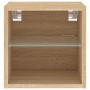 Mueble de TV de pared con luces LED roble Sonoma 30x28,5x30 cm de , Muebles TV - Ref: Foro24-836977, Precio: 33,37 €, Descuen...