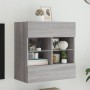 Wall-mounted TV cabinet with LED lights Sonoma gray 58.5x30x60.5 cm by , TV Furniture - Ref: Foro24-837097, Price: 57,05 €, D...