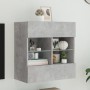 Wall-mounted TV cabinet with LED lights concrete gray 58.5x30x60.5 cm by , TV Furniture - Ref: Foro24-837095, Price: 55,47 €,...