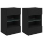 Wall TV cabinets with LED lights 2 pcs black 40x30x60.5 cm by , TV Furniture - Ref: Foro24-837081, Price: 82,68 €, Discount: %