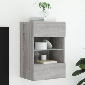 Wall-mounted TV cabinet with LED lights Sonoma gray 40x30x60.5 cm by , TV Furniture - Ref: Foro24-837088, Price: 51,99 €, Dis...