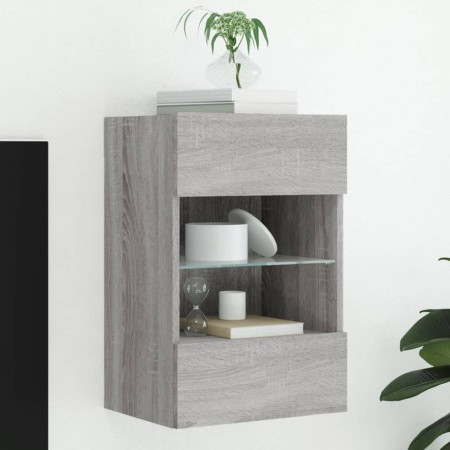 Wandmontierter TV-Schrank mit LED-Leuchten Sonomagrau 40x30x60,5 cm von , TV-Möbel - Ref: Foro24-837088, Preis: 54,01 €, Raba...