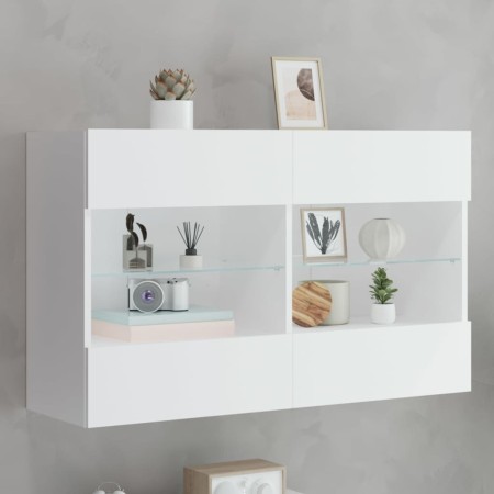 Wall-mounted TV stand with LED lights white 98.5x30x60.5 cm by , TV Furniture - Ref: Foro24-837106, Price: 85,49 €, Discount: %