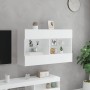 Wall-mounted TV stand with LED lights white 98.5x30x60.5 cm by , TV Furniture - Ref: Foro24-837106, Price: 85,49 €, Discount: %