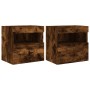 TV wall furniture LED lights 2 pcs smoked oak 40x30x40 cm by , TV Furniture - Ref: Foro24-837178, Price: 60,04 €, Discount: %