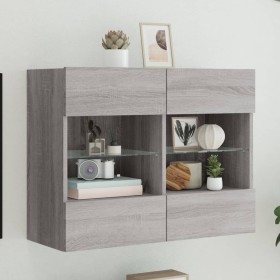 Wall-mounted TV cabinet with LED lights Sonoma gray 78.5x30x60.5 cm by , TV Furniture - Ref: Foro24-837104, Price: 69,99 €, D...