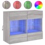 Wandmontierter TV-Schrank mit LED-Leuchten, Sonoma-Grau, 78,5 x 30 x 60,5 cm von , TV-Möbel - Ref: Foro24-837104, Preis: 68,2...