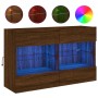 Wall-mounted TV cabinet with LED lights brown oak 98.5x30x60.5 cm by , TV Furniture - Ref: Foro24-837112, Price: 89,94 €, Dis...