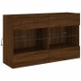 Wall-mounted TV cabinet with LED lights brown oak 98.5x30x60.5 cm by , TV Furniture - Ref: Foro24-837112, Price: 89,94 €, Dis...