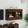 Wall-mounted TV cabinet with LED lights brown oak 98.5x30x60.5 cm by , TV Furniture - Ref: Foro24-837112, Price: 89,94 €, Dis...