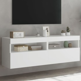 Wall TV cabinets with LED lights 2 pcs white 60x30x40 cm by , TV Furniture - Ref: Foro24-837184, Price: 85,60 €, Discount: %