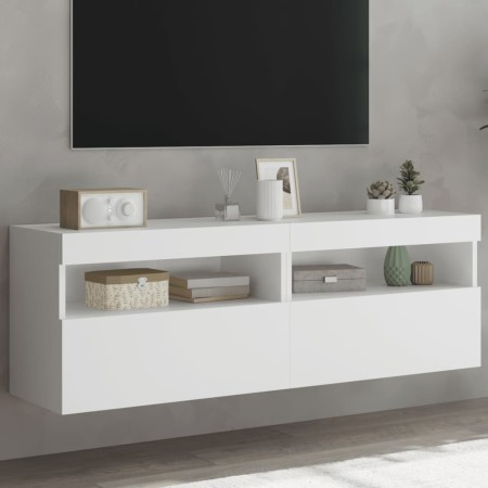 Wall TV cabinets with LED lights 2 pcs white 60x30x40 cm by , TV Furniture - Ref: Foro24-837184, Price: 85,69 €, Discount: %