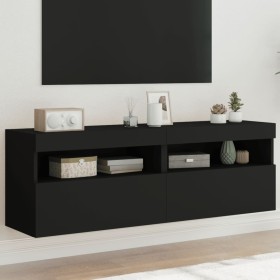 Wall TV cabinets with LED lights 2 pcs black 60x30x40 cm by , TV Furniture - Ref: Foro24-837186, Price: 88,44 €, Discount: %