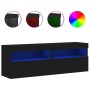 Wall TV cabinets with LED lights 2 pcs black 60x30x40 cm by , TV Furniture - Ref: Foro24-837186, Price: 88,44 €, Discount: %