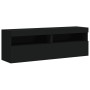 Wall TV cabinets with LED lights 2 pcs black 60x30x40 cm by , TV Furniture - Ref: Foro24-837186, Price: 88,44 €, Discount: %