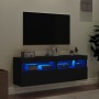 Wall TV cabinets with LED lights 2 pcs black 60x30x40 cm by , TV Furniture - Ref: Foro24-837186, Price: 88,44 €, Discount: %