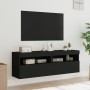 Wall TV cabinets with LED lights 2 pcs black 60x30x40 cm by , TV Furniture - Ref: Foro24-837186, Price: 88,44 €, Discount: %