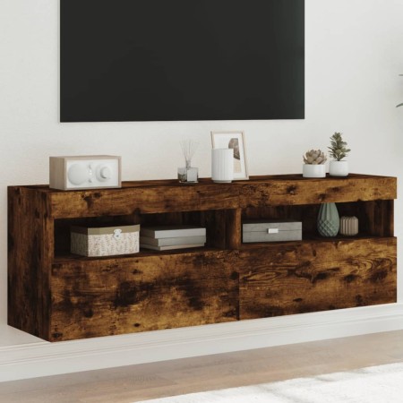 TV-Wandmöbel LED-Leuchten 2 Stück Räuchereiche 60x30x40 cm von , TV-Möbel - Ref: Foro24-837192, Preis: 93,32 €, Rabatt: %