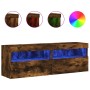 TV wall furniture LED lights 2 pcs smoked oak 60x30x40 cm by , TV Furniture - Ref: Foro24-837192, Price: 93,32 €, Discount: %